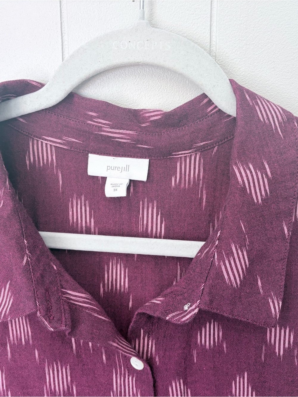 PureJill Relaxed Button Down Shirt Fuschia Purple 100% Cotton Cover Up 3X - Picture 2 of 8